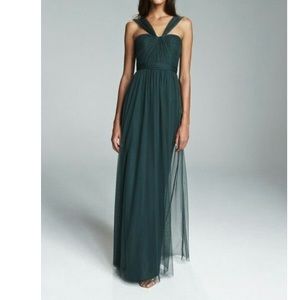 Amsale Hunter Green Silk bridesmaids dress